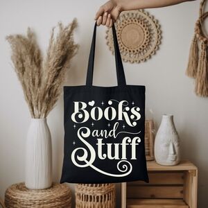 Custom Black Tote Bag Books And Stuff